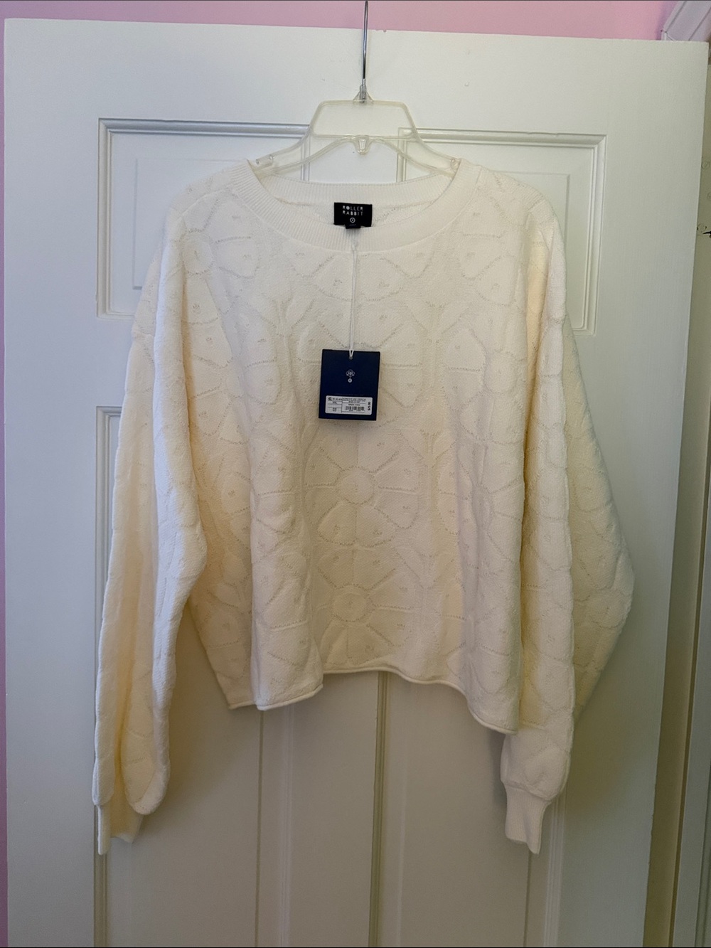 Target x Roller Rabbit Cream Floral Knit Crewneck Sweater